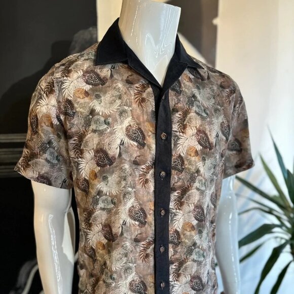 SAND Copenhagen Men's Collared Linen Shirt Denim Paisley - Picture 2 of 8